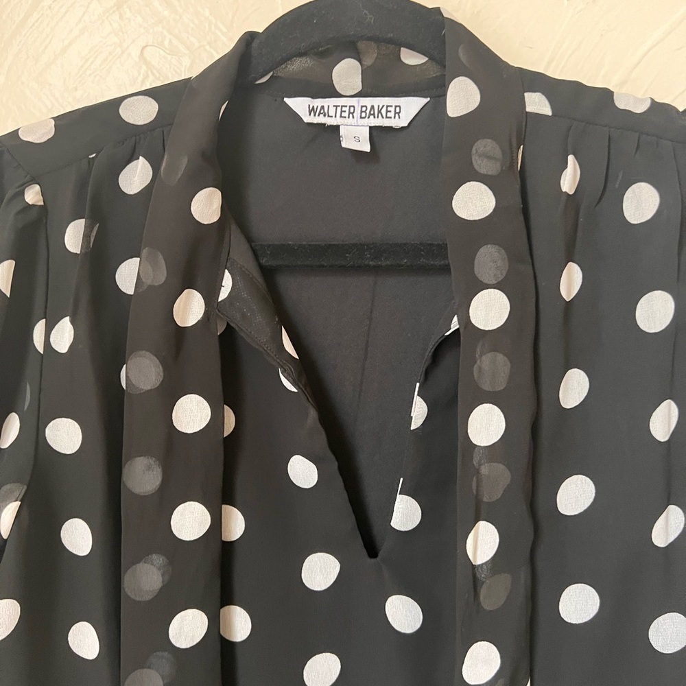 Walter Baker Duchess black polka dot neck tie top size S - Picture 4 of 10